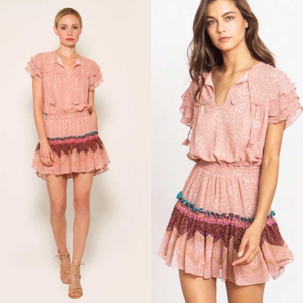 MISA Suri Flutter Sleeves Ruffle Tierred Dress